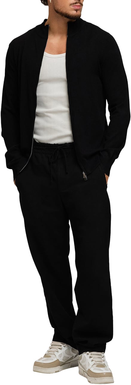 Richesse KNITTED ZIPPER VEST BLACK Zwart