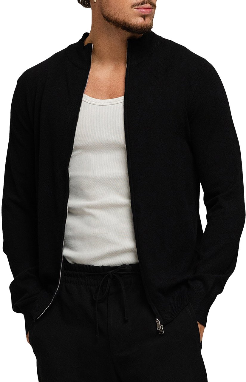 Richesse KNITTED ZIPPER VEST BLACK Zwart
