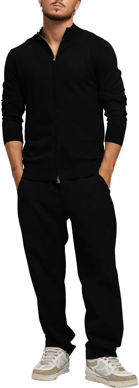 Richesse KNITTED ZIPPER VEST BLACK Zwart