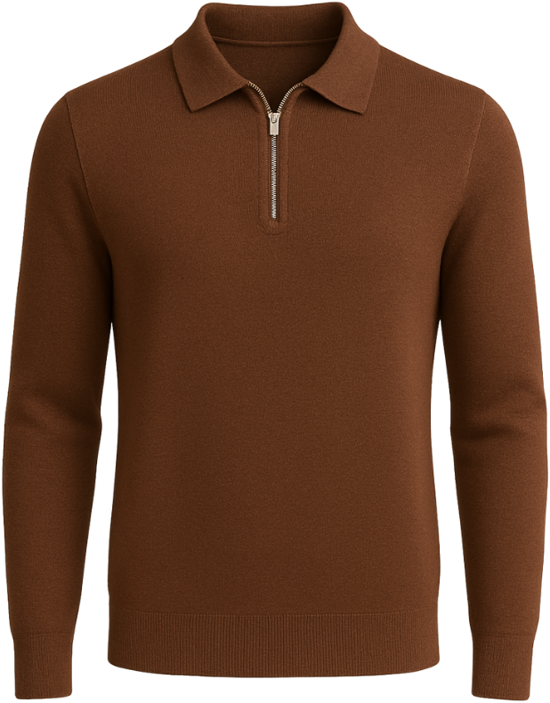 Richesse KNITTED LONGSLEEVE POLO BROWN Bruin