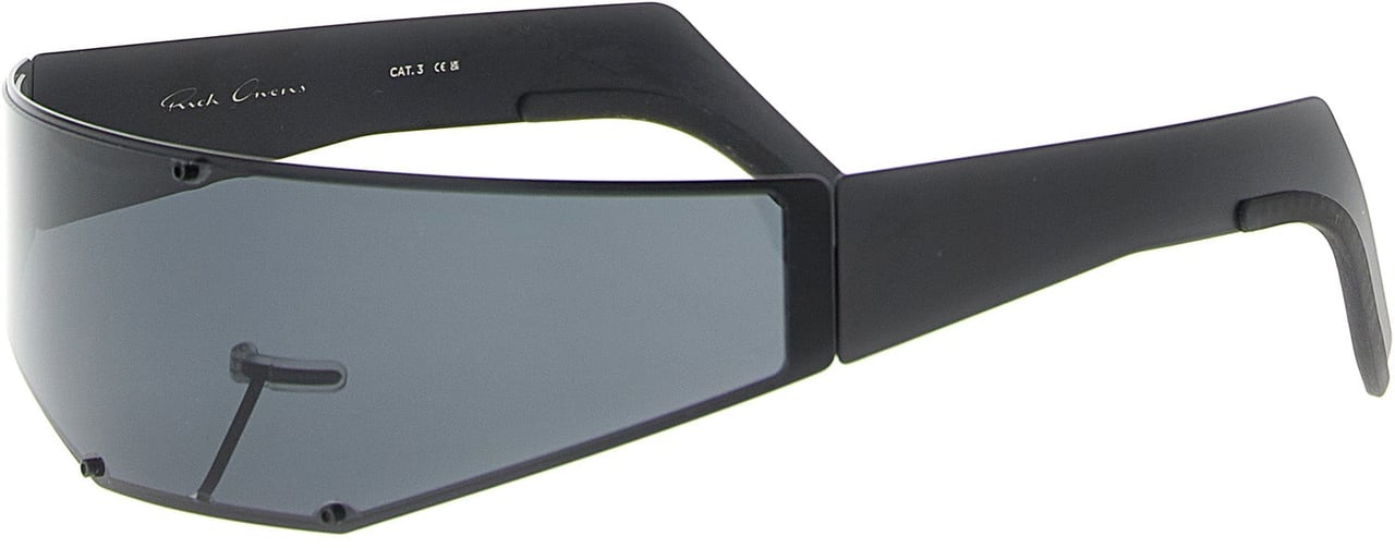 Rick Owens Black Stainless Steel Sunglasses Zwart