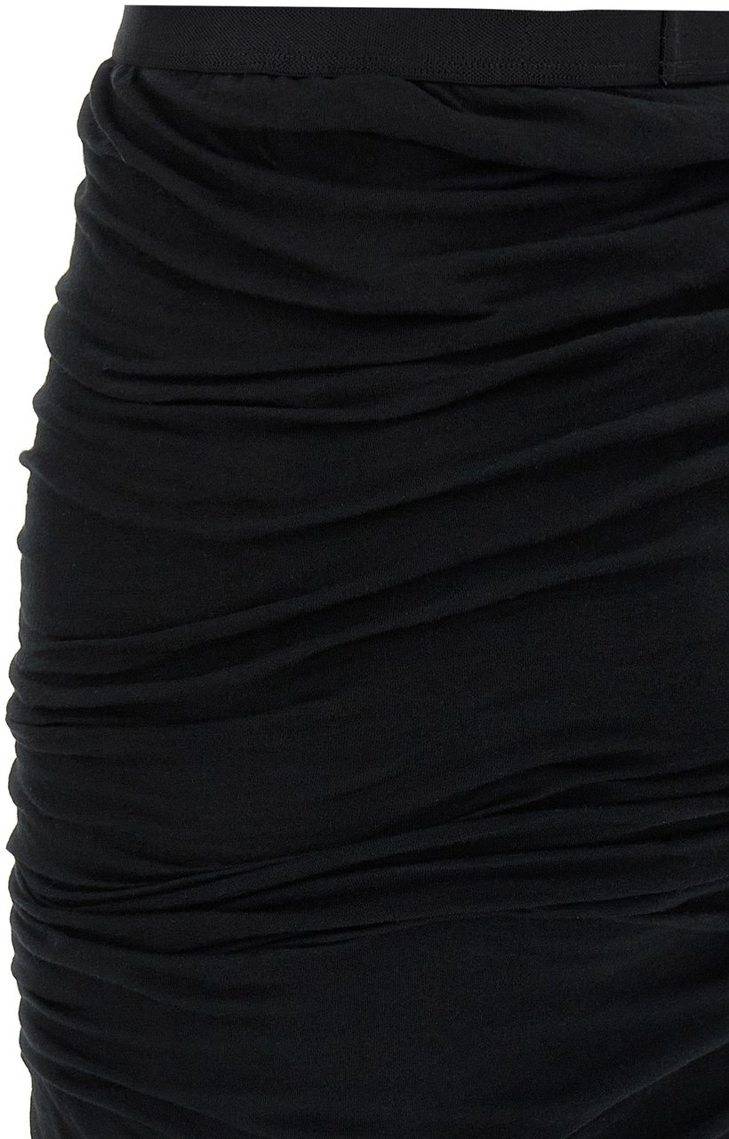 Rick Owens Black Cotton Mini Skirt Zwart