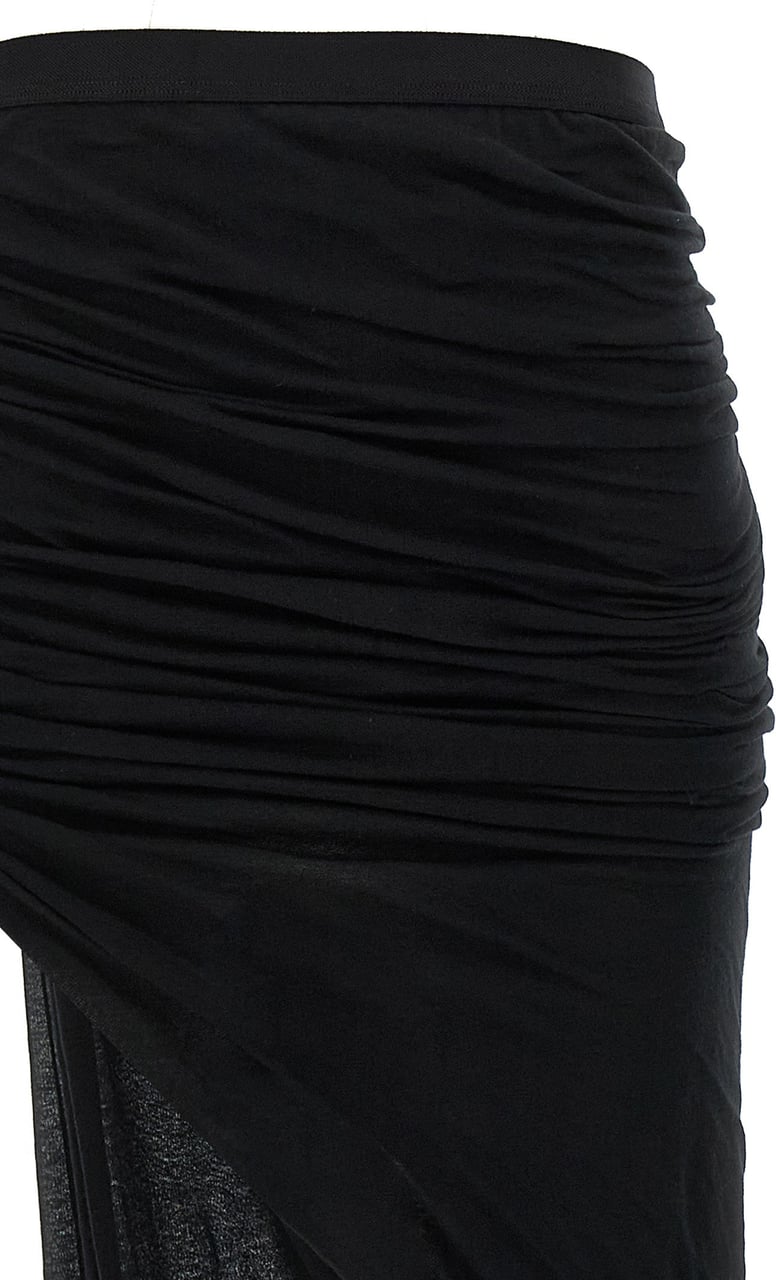Rick Owens Black Cotton Mini Skirt Zwart