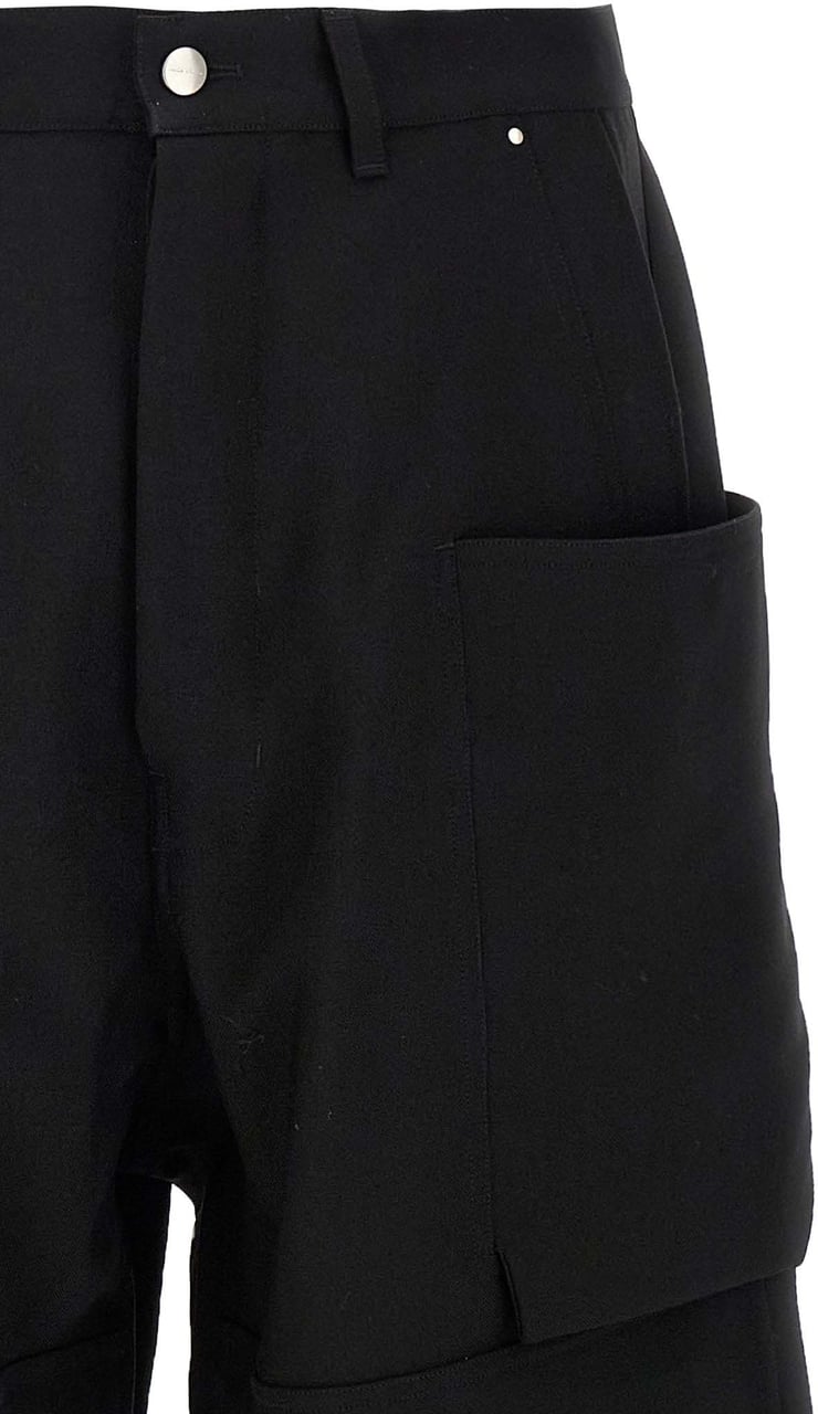 Rick Owens Black Virgin Wool Cargo Pants Zwart