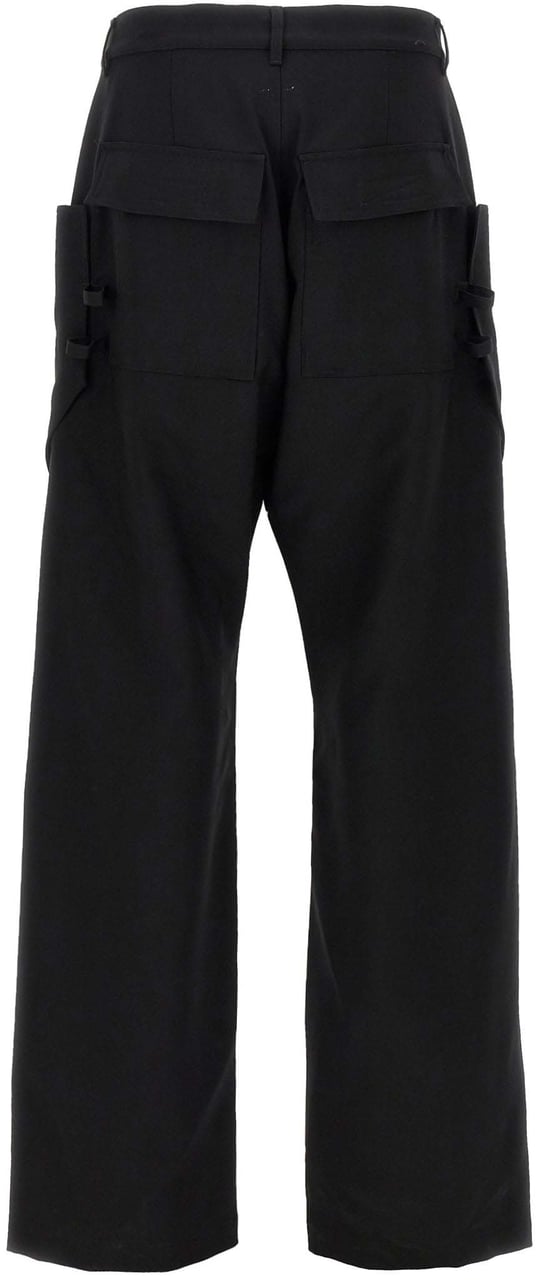 Rick Owens Black Virgin Wool Cargo Pants Zwart