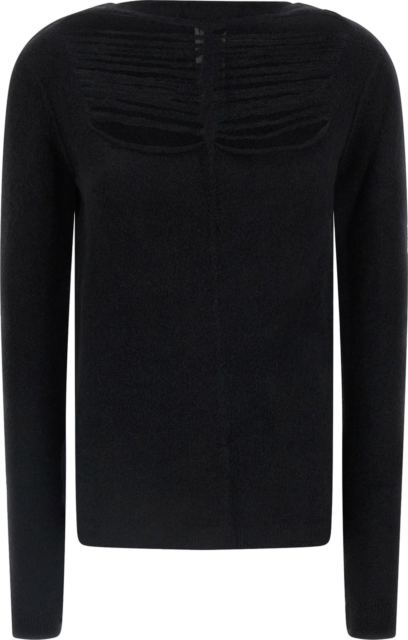 Rick Owens Black Wool Cardigan Zwart