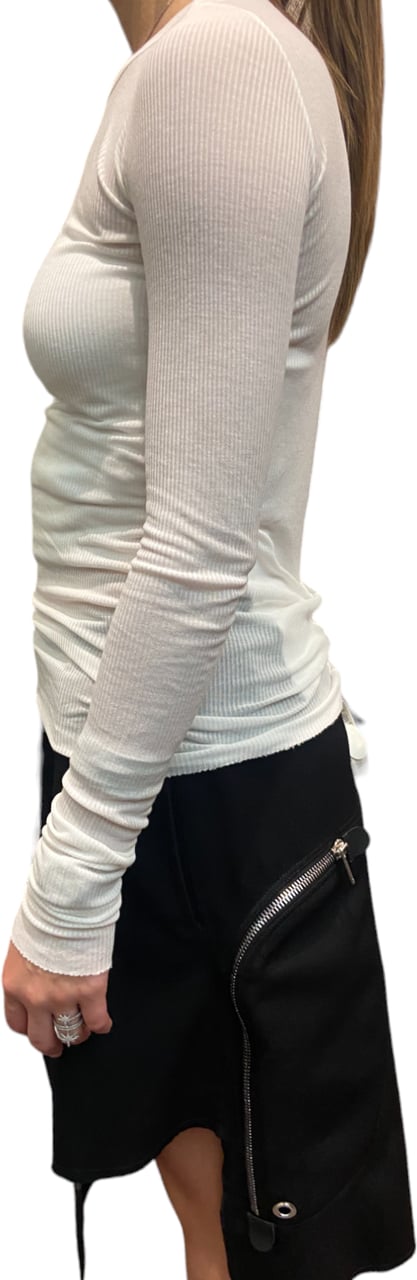 Rick Owens Tshirt Manches longues Côtelé col rond Rib Milk Rick Owens Femme LS T RP02D 3202 RC 11 Wit