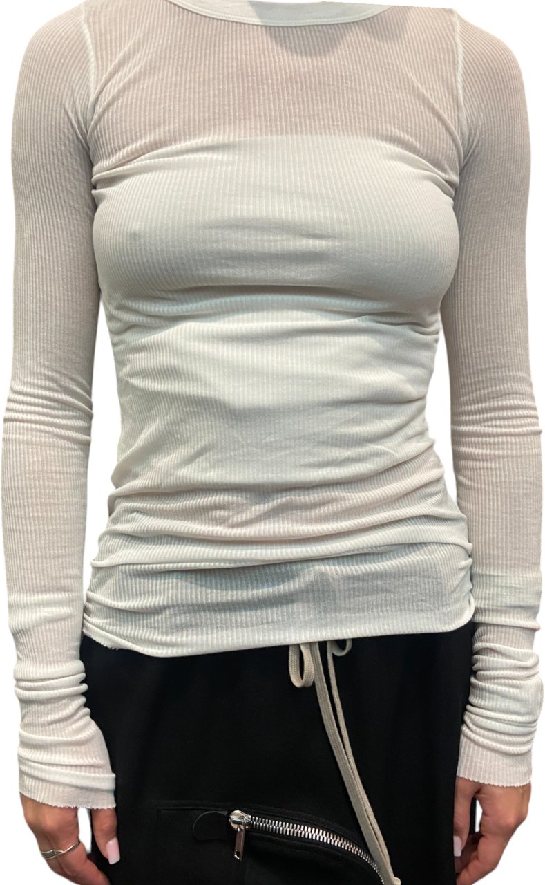 Rick Owens Tshirt Manches longues Côtelé col rond Rib Milk Rick Owens Femme LS T RP02D 3202 RC 11 Wit