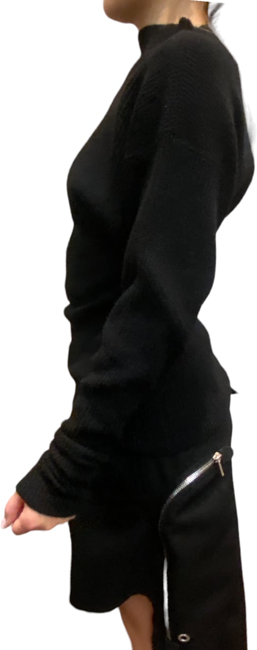 Rick Owens Pull Col Rond Montant Manches Chauve souris Dafne Rick Owens Femme RP02D3640 KWV 09 Zwart