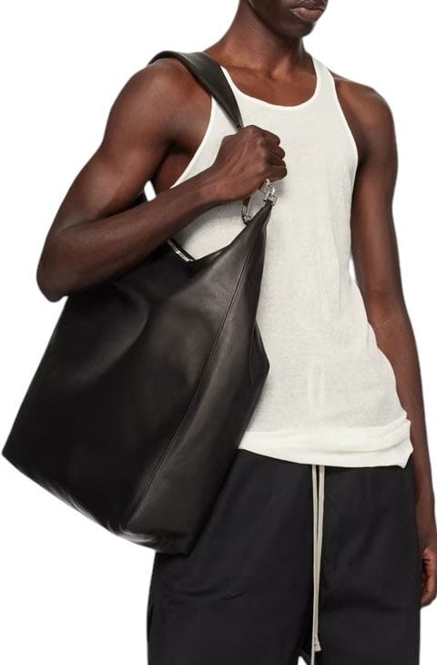 Rick Owens Sac Cerberus cuir Noir fermoir métal Anse Rick Owens Femme Homme RA02D 0529 LCN 09 Zwart