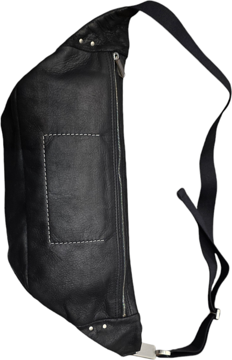 Rick Owens Sac banane big Bumbag noir cuir blister Rick Owens Femme Homme RA02D 0531 LBA 09 Zwart