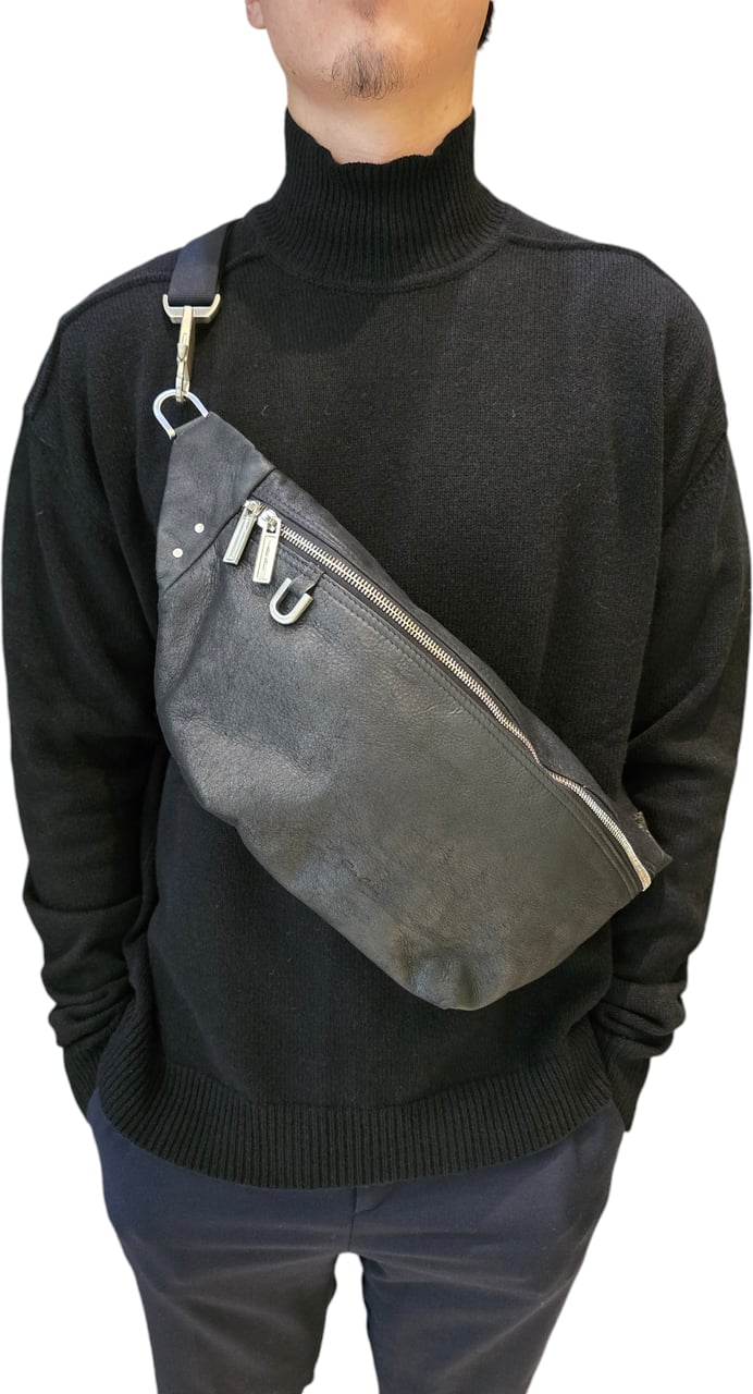 Rick Owens Sac banane big Bumbag noir cuir blister Rick Owens Femme Homme RA02D 0531 LBA 09 Zwart