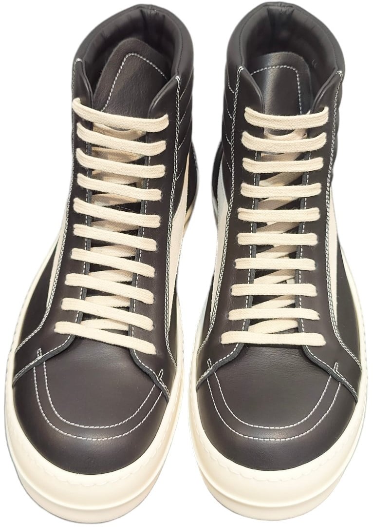 Rick Owens Baskets montantes Noir Blanc cuir High Vintage Sneaks Rick Owens Homme RU01E 5896 LCOLVS 911 Divers