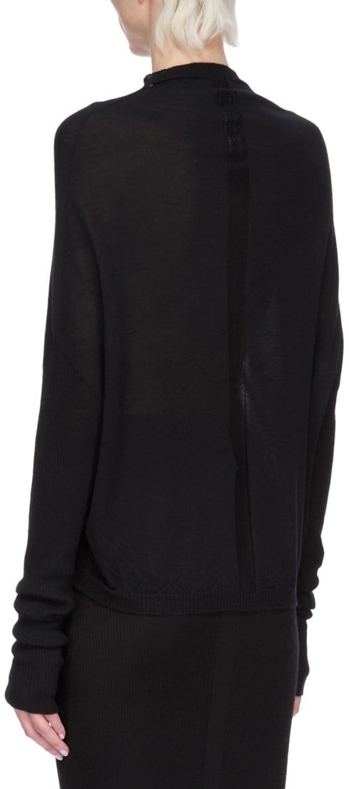 Rick Owens Pull Crater Knit noir mérinos manches longues Rick Owens Femme RP02E 4629 M 09 Zwart