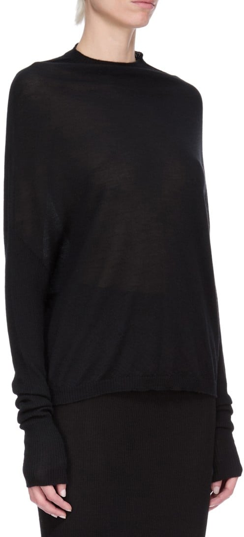 Rick Owens Pull Crater Knit noir mérinos manches longues Rick Owens Femme RP02E 4629 M 09 Zwart