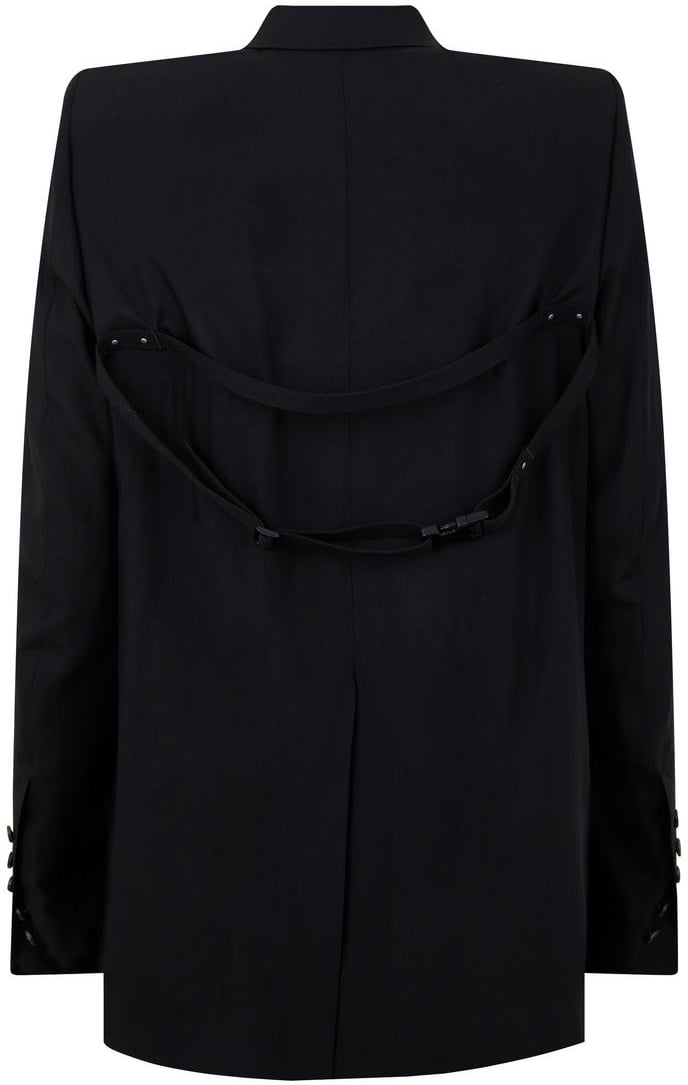 Rick Owens Veste costume noire sangle dos Concordian grain de poudre Rick Owens Homme RU02E 1721 WGP 09 Zwart