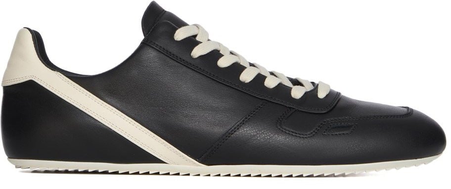 Rick Owens Baskets run Minimal Sneak cuir noir blanc Rick Owens Homme RU02E 1889 LCO 09 Zwart