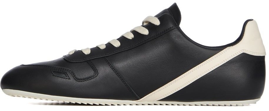 Rick Owens Baskets run Minimal Sneak cuir noir blanc Rick Owens Homme RU02E 1889 LCO 09 Zwart