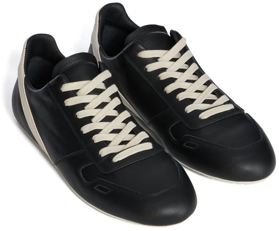Rick Owens Baskets run Minimal Sneak cuir noir blanc Rick Owens Homme RU02E 1889 LCO 09 Zwart