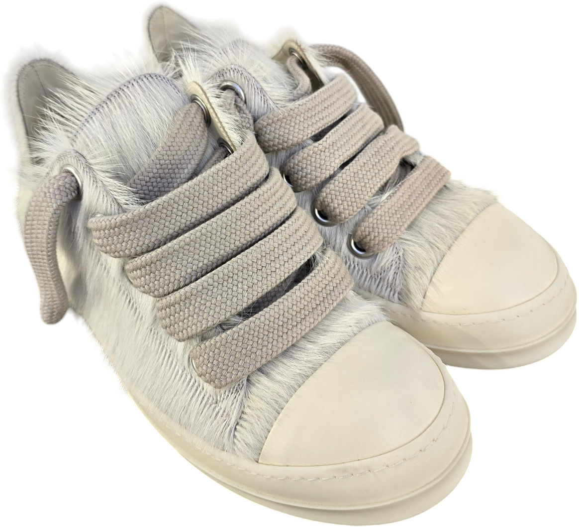 Rick Owens Baskets Jumbolace low Sneaks Ecru lacets larges poils Rick Owens Homme RU02E 1893 LHLW2 1111 Divers