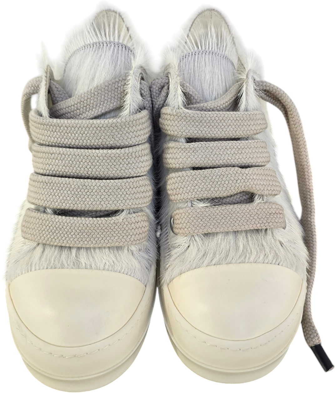 Rick Owens Baskets Jumbolace low Sneaks Ecru lacets larges poils Rick Owens Homme RU02E 1893 LHLW2 1111 Divers