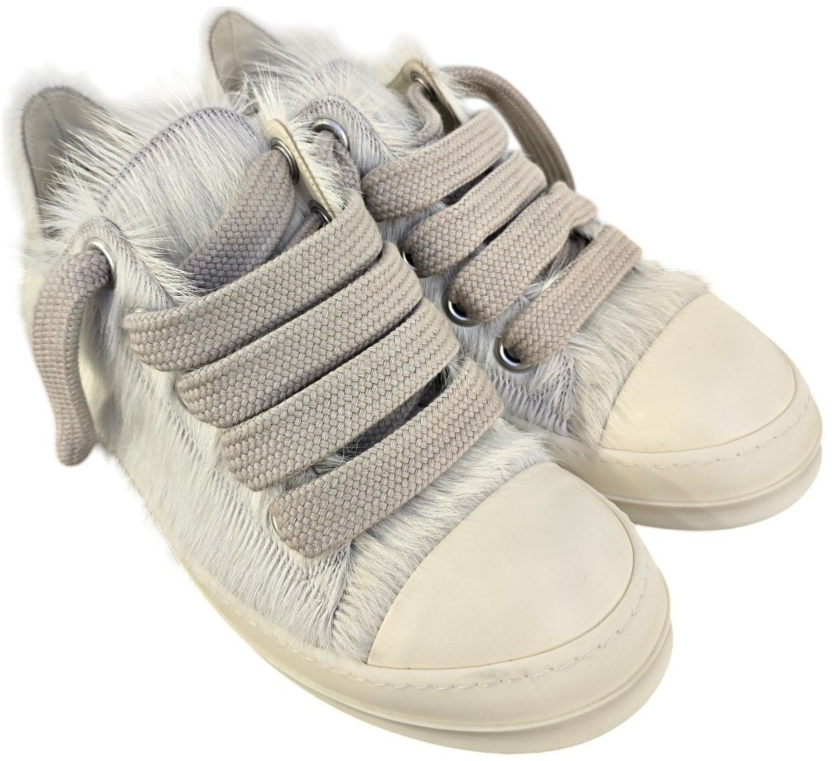 Rick Owens Baskets Jumbolace low Sneaks Ecru lacets larges poils Rick Owens Homme RU02E 1893 LHLW2 1111 Divers