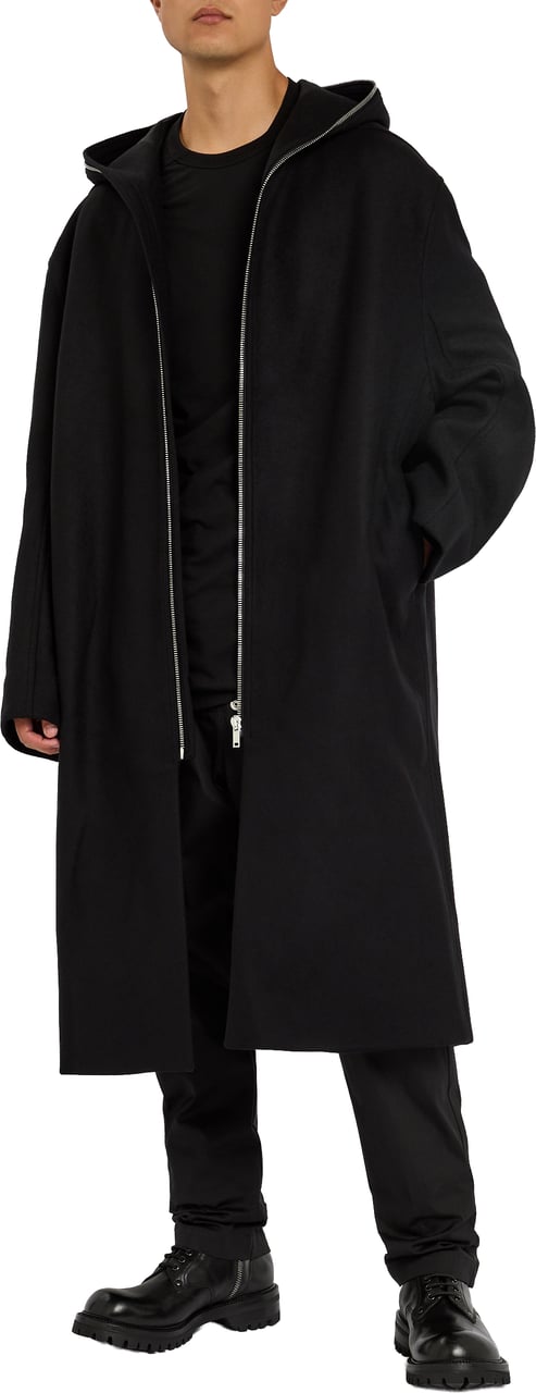 Rick Owens Manteau long noir capuche zip Gimp Mac Rick Owens homme RU02E 1979 WSF 09 Zwart