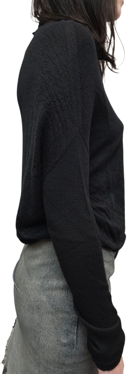 Rick Owens Pull Crater Knit noir cachemire manches longues Rick Owens Femme RP02E 4629 WS 09 Zwart