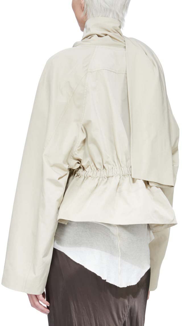 Rick Owens Trench court col écharpe sable Sand Cropped Scarf Flight Rick Owens Femme RP01F 6720 FT 138 Beige