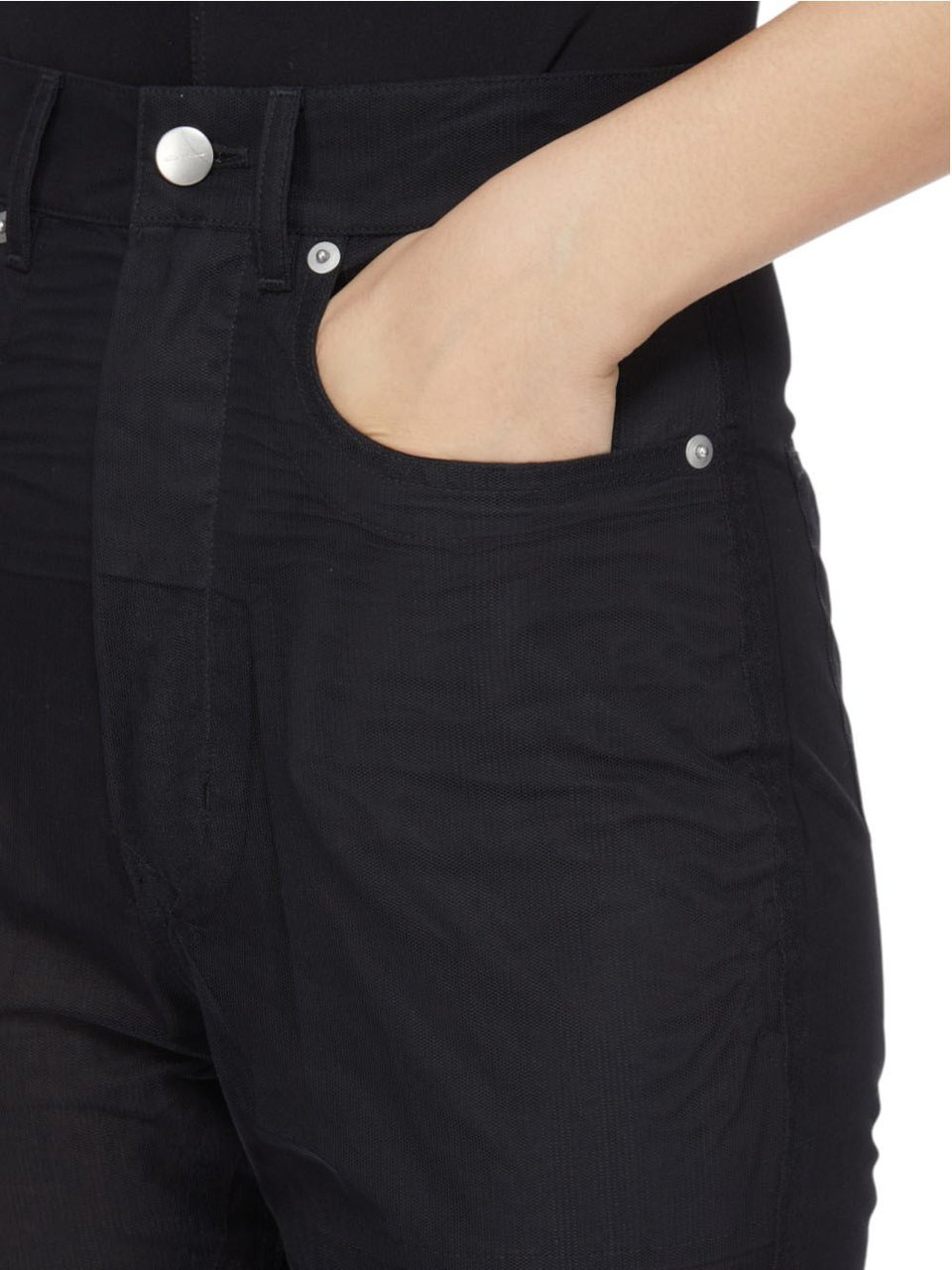 Rick Owens Pantalon noir 5 poches résille Bolan Bootcut Rick owens Temple Femme R01F 6329 TUCV 09 Zwart