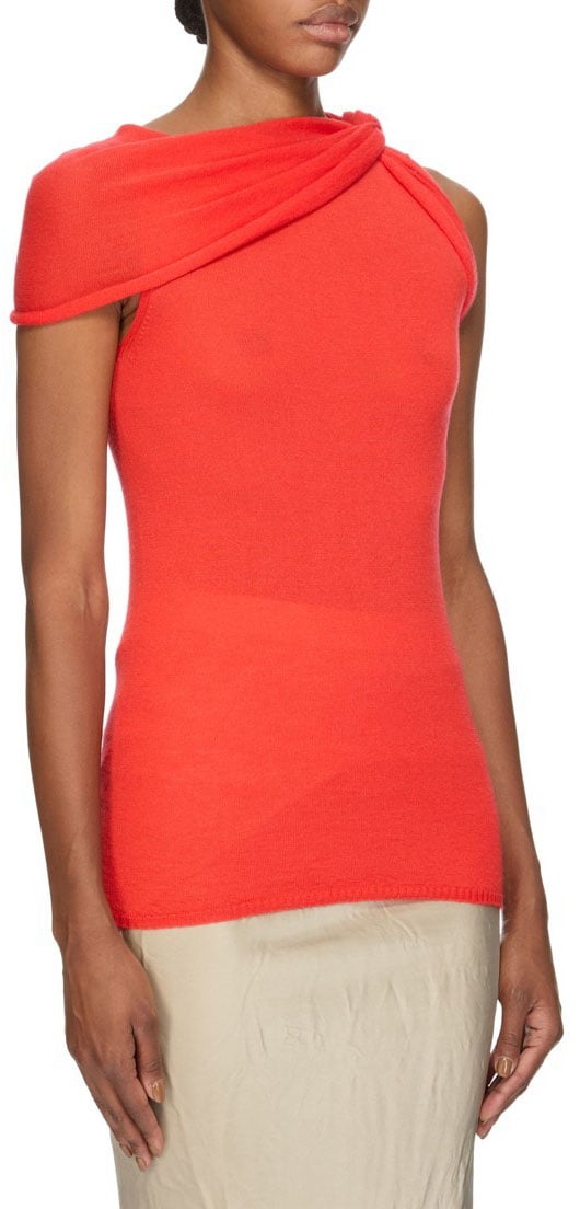 Rick Owens Pull débardeur cachemire corail col modulable Twist Top Rick Owens Femme RP01F 6666 WS 83 Divers