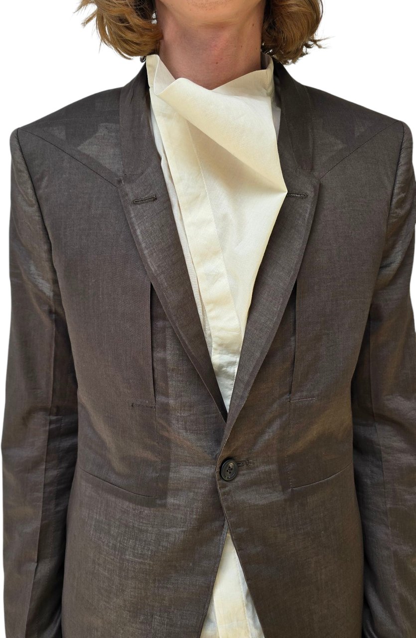 Rick Owens Veste costume voile de coton dark dust Fog Pocket Soft Soft Blazer Rick Owens Homme RU01F 2724 CV Divers