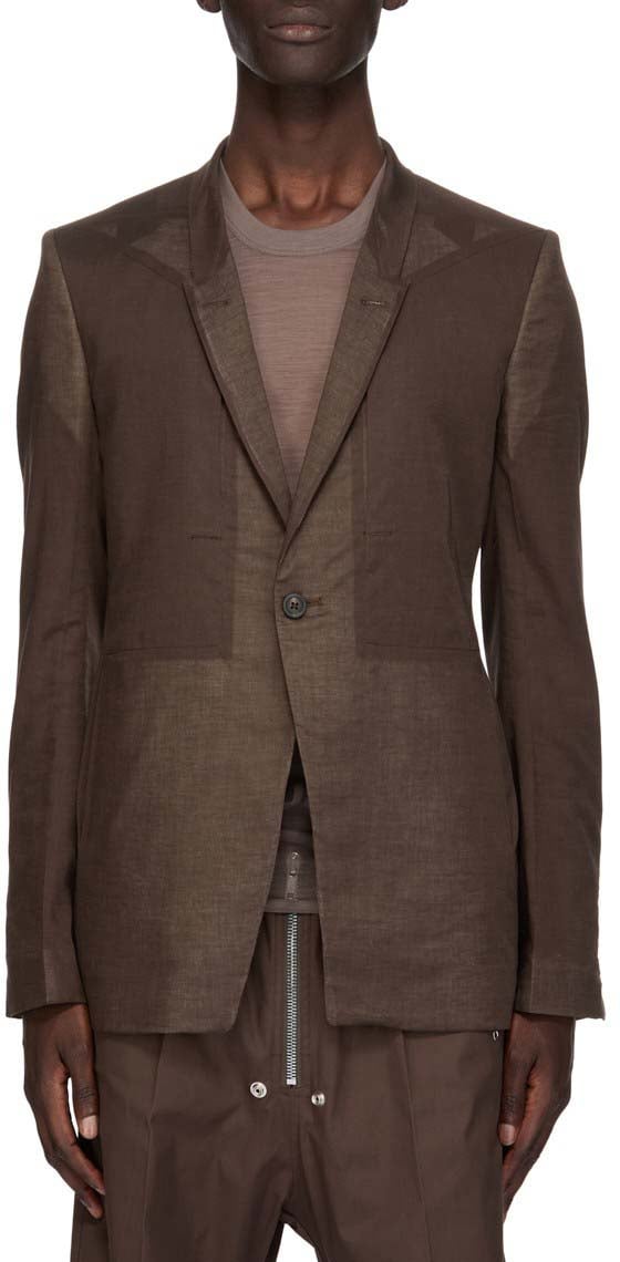 Rick Owens Veste costume voile de coton dark dust Fog Pocket Soft Soft Blazer Rick Owens Homme RU01F 2724 CV Divers