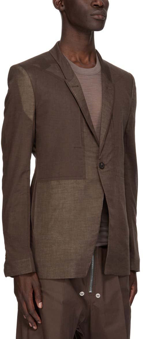 Rick Owens Veste costume voile de coton dark dust Fog Pocket Soft Soft Blazer Rick Owens Homme RU01F 2724 CV Divers