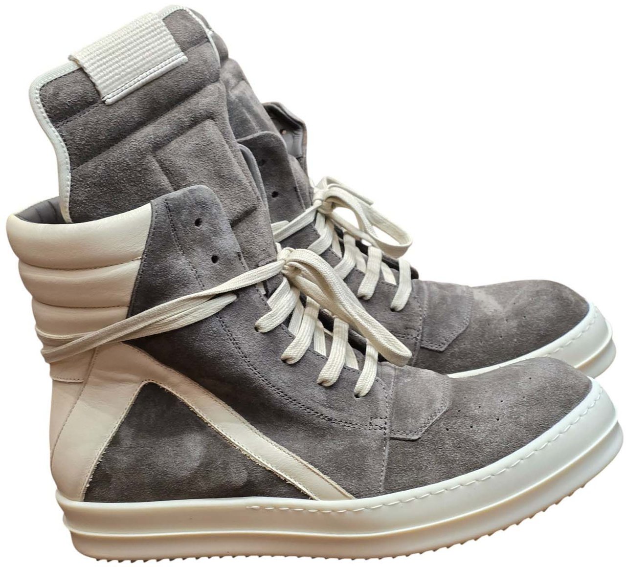 Rick Owens Sneakers Geo Basket montante suède dust cuir écru Rick Owens Homme Basket RU01F 2894 LVSLCO 3411 Divers