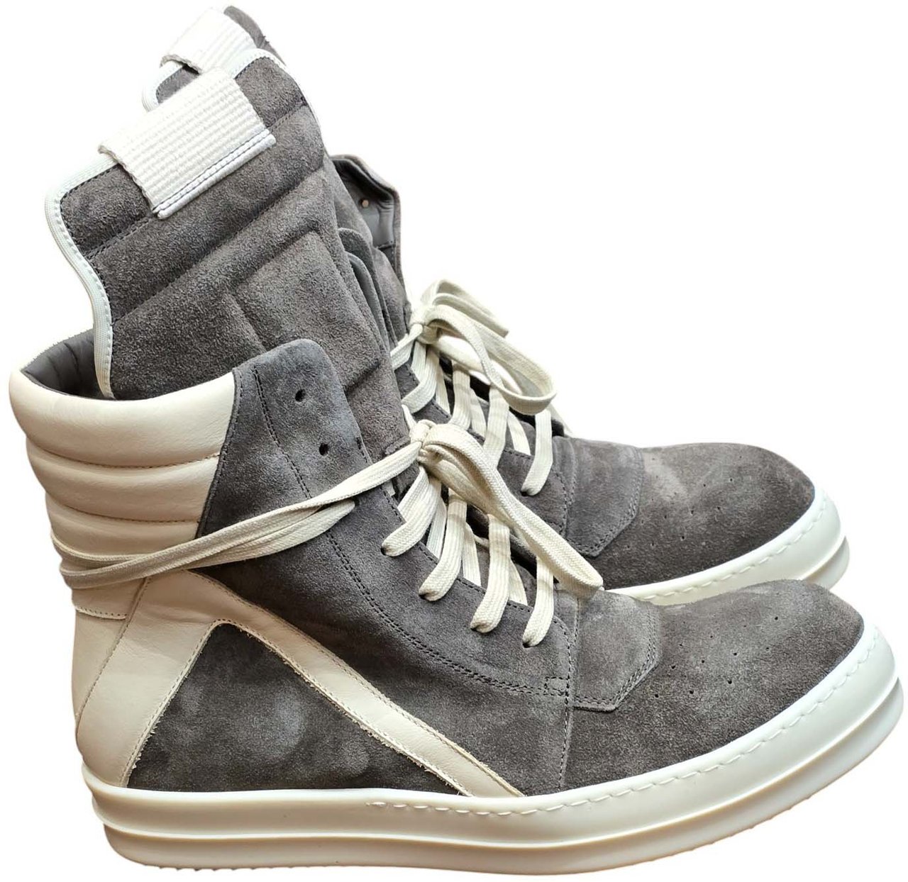Rick Owens Sneakers Geo Basket montante suède dust cuir écru Rick Owens Homme Basket RU01F 2894 LVSLCO 3411 Divers