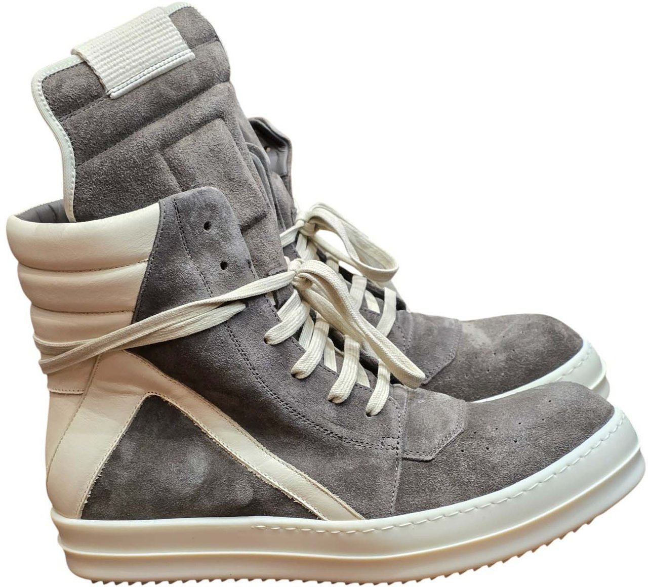 Rick Owens Sneakers Geo Basket montante suède dust cuir écru Rick Owens Homme Basket RU01F 2894 LVSLCO 3411 Divers