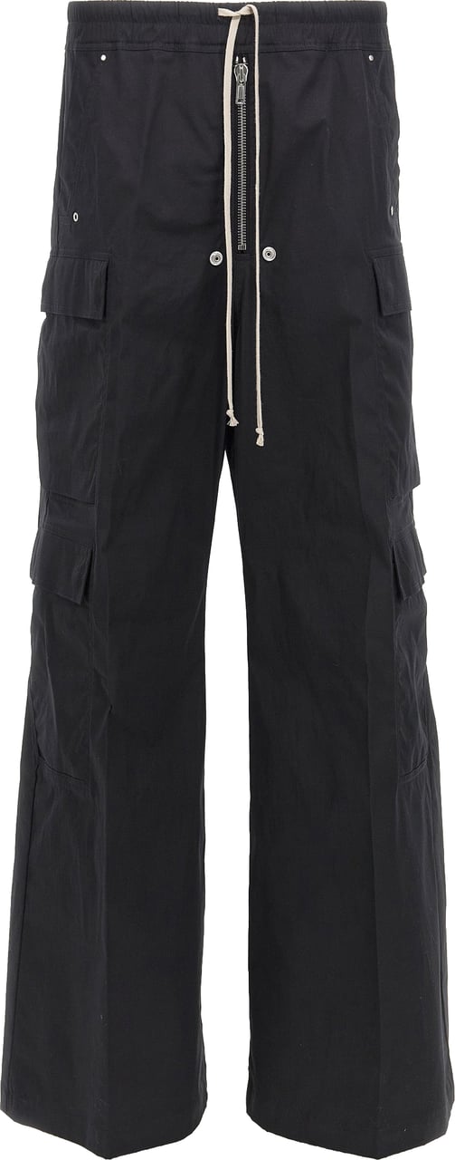 Rick Owens Black Cotton Cargo Pants Zwart
