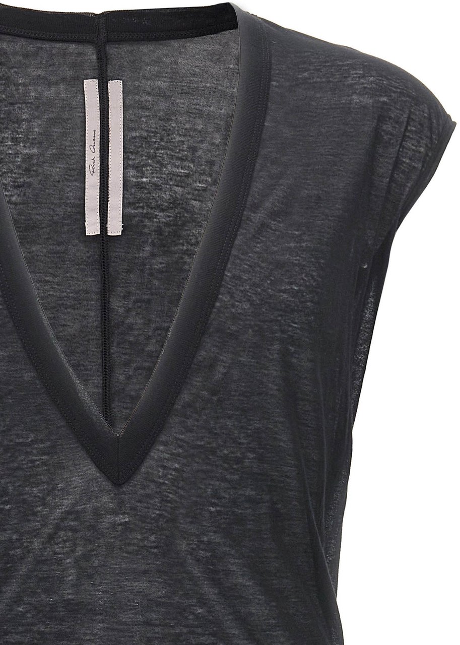 Rick Owens Black Cotton T-Shirt Grijs