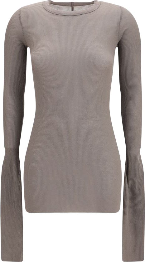 Rick Owens Gray Viscose Long Sleeve T-Shirt Grijs