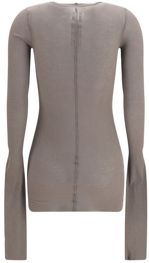 Rick Owens Gray Viscose Long Sleeve T-Shirt Grijs