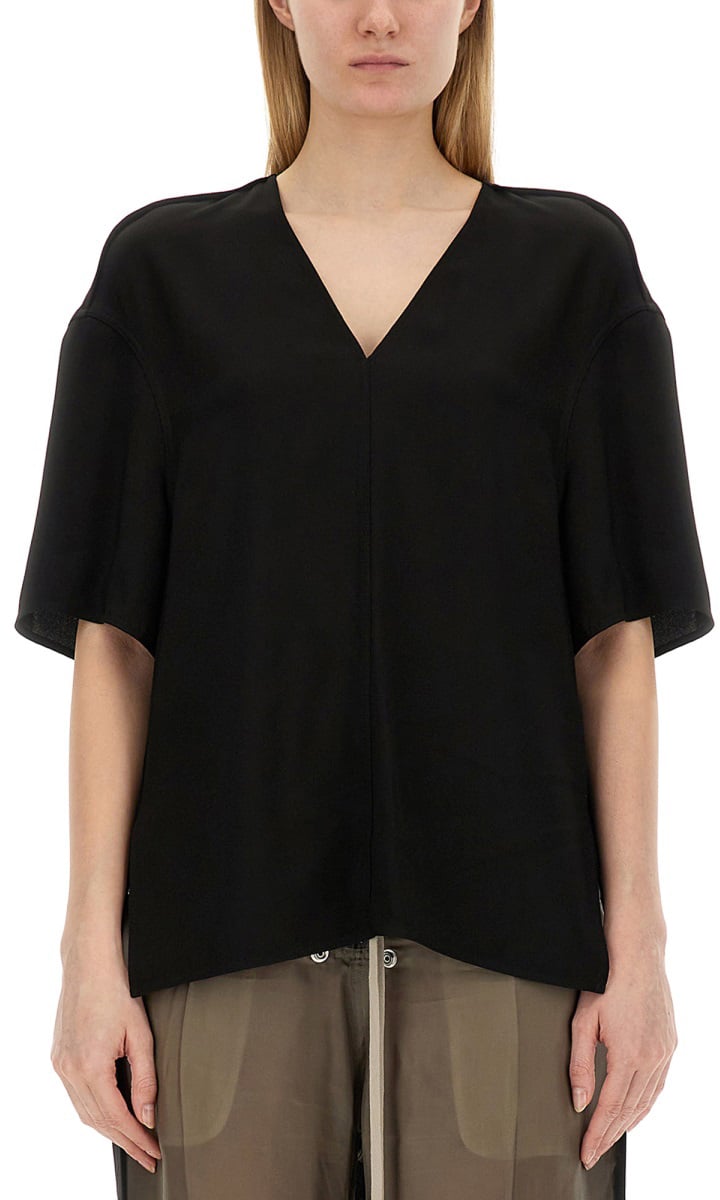 Rick Owens V-NECK T-SHIRT Zwart