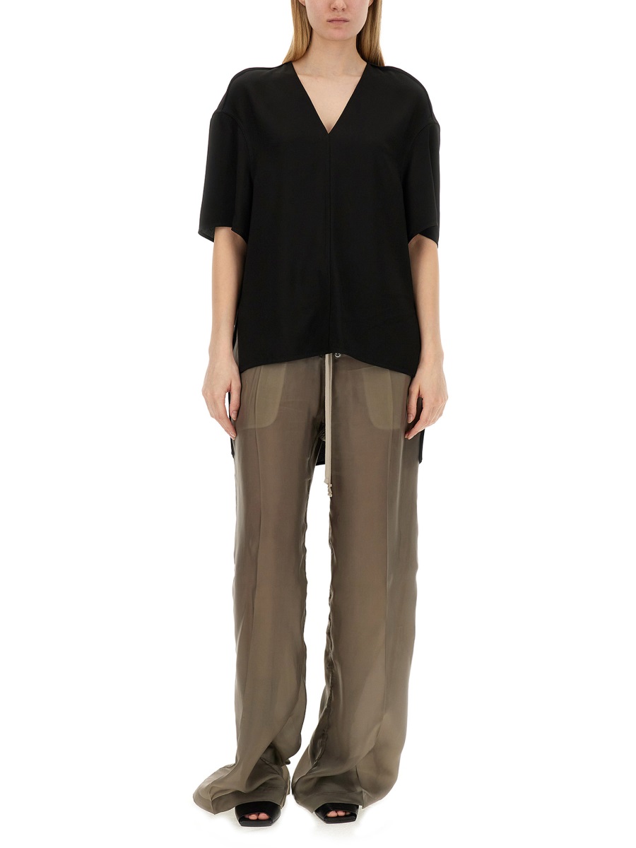 Rick Owens V-NECK T-SHIRT Zwart