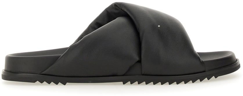 Rick Owens LEATHER SLIDE SANDAL Zwart