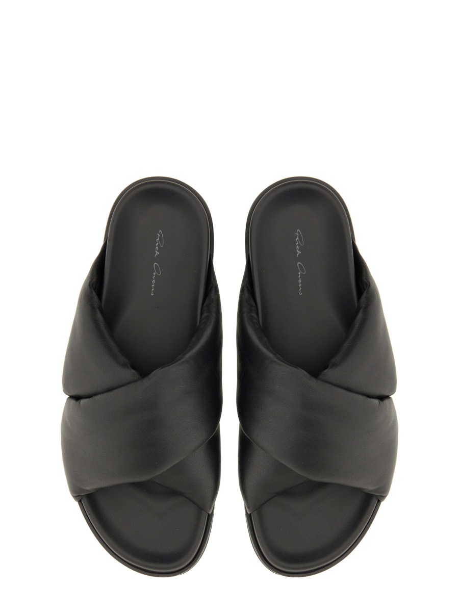 Rick Owens LEATHER SLIDE SANDAL Zwart