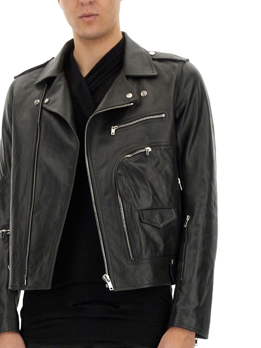 Rick Owens LEATHER BAUHAUS JACKET Zwart