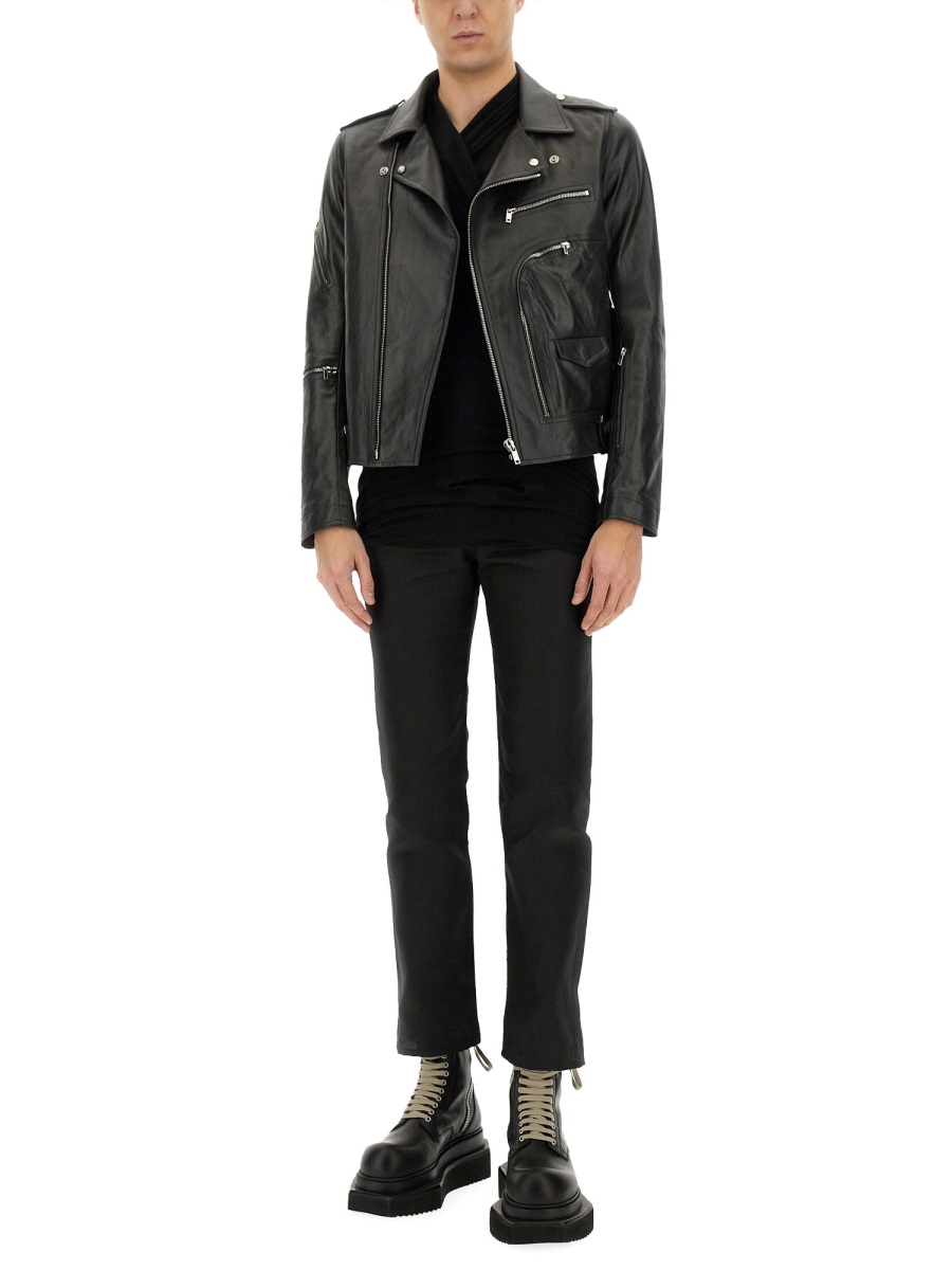 Rick Owens LEATHER BAUHAUS JACKET Zwart