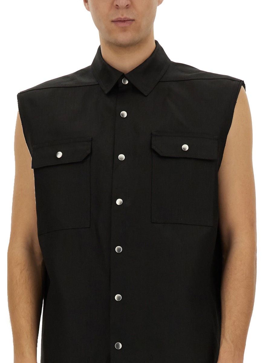 Rick Owens SLEEVELESS OUTERSHIRT "JUMBO" Zwart