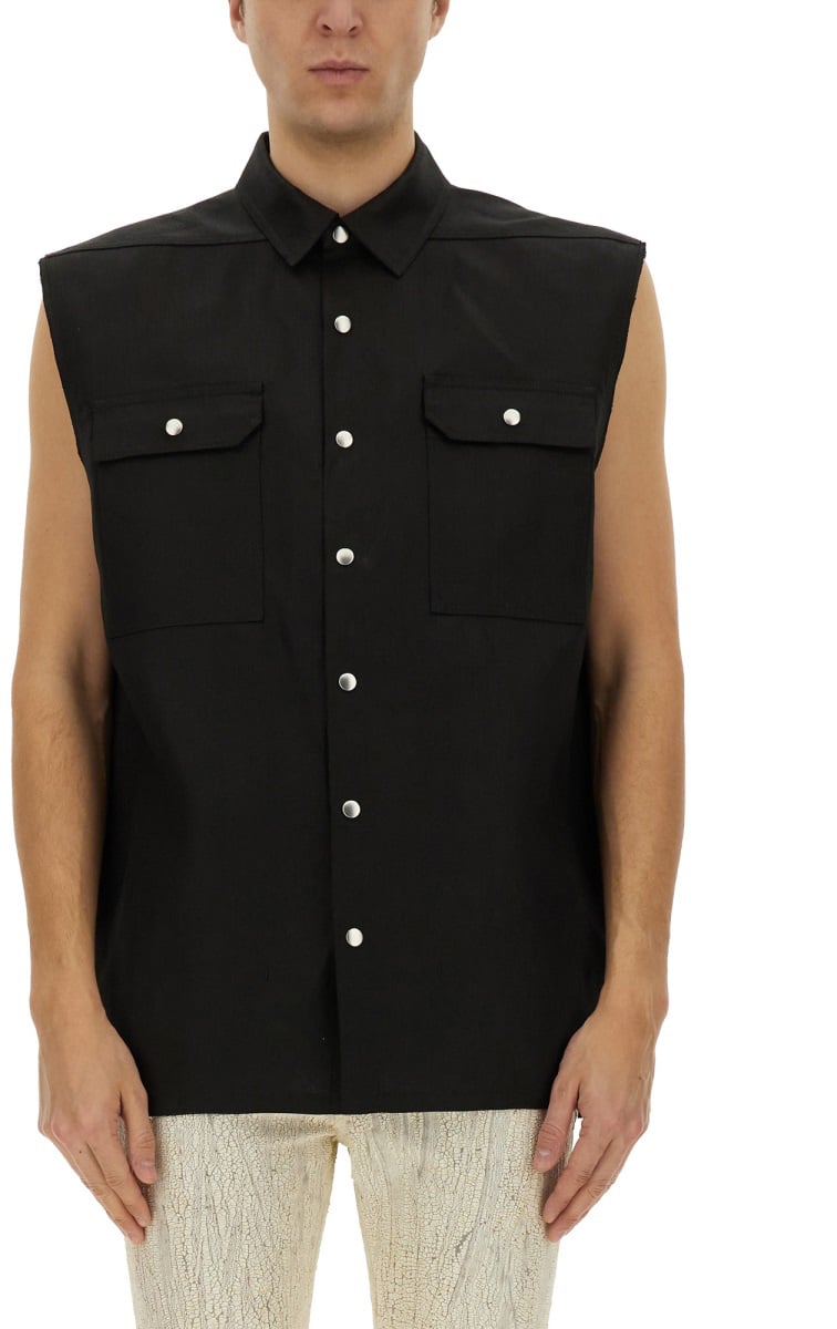 Rick Owens SLEEVELESS OUTERSHIRT "JUMBO" Zwart
