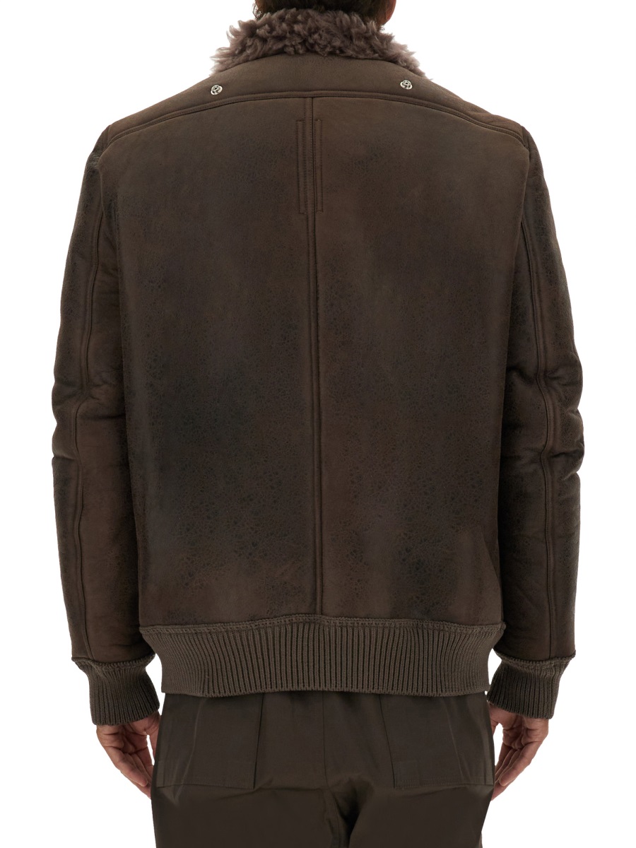 Rick Owens LEATHER BOMBER JACKET Grijs
